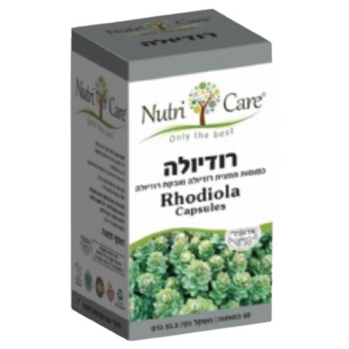 קופסה של קפסולות רודיאולה ממותג Nutri Care, מכילה 60 קפסולות.