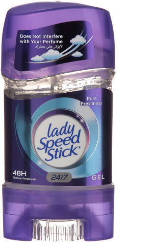 דיאודורנט אנטי-פרספירנט Lady Speed Stick בג'ל, מספק רעננות והגנה למשך 48 שעות עם ניחוח עדין.