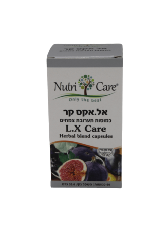 קופסת תוסף תזונה בשם 'L.X Care' המיוצרת על ידי המותג Nutri Care.