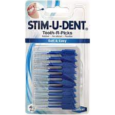 קיסמי שיניים STIM-U-DENT, 40 יחידות, גמישים ורכים, סיבים מגומי טבעי, ניקוי אפקטיבי ללא סיליקון.