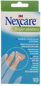 פלסטרים לאצבעות Nexcare, 10 יחידות, הגנה על פצעים ופציעות קלות, היפואלרגני, חומר נושם, קל להסרה, לא נדבק לפצע.