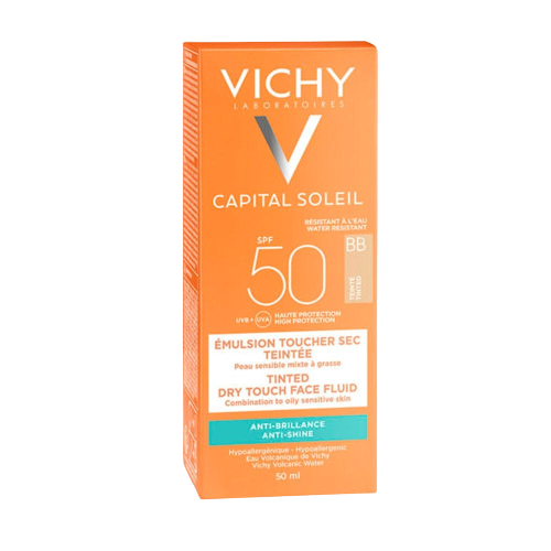 קרם הגנה BB Vichy SPF 50+ לעור רגיש ושמן.