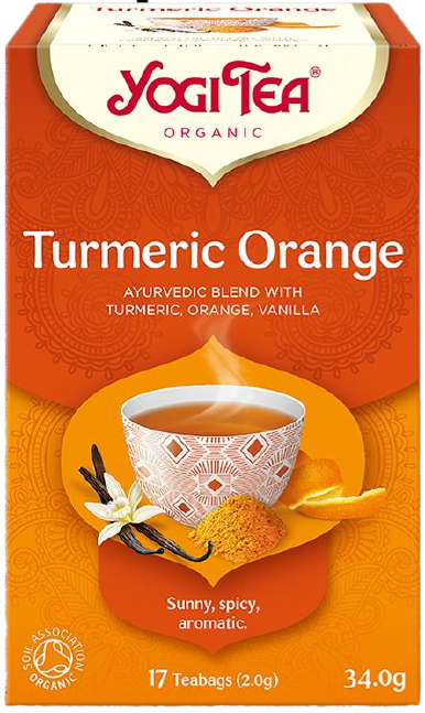 קופסת תה 'Turmeric Orange' של Yogi Tea