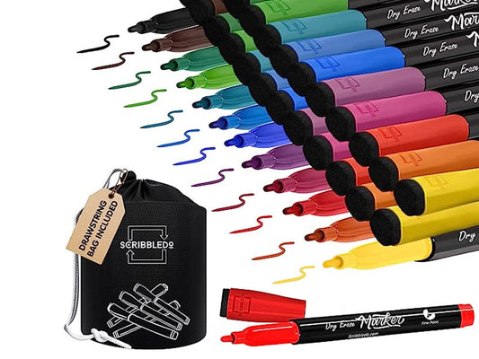 Comix Dry Erase Markers, 36 Bulk Black White Board Markers, Chisel Tip Markers for Kids Teachers