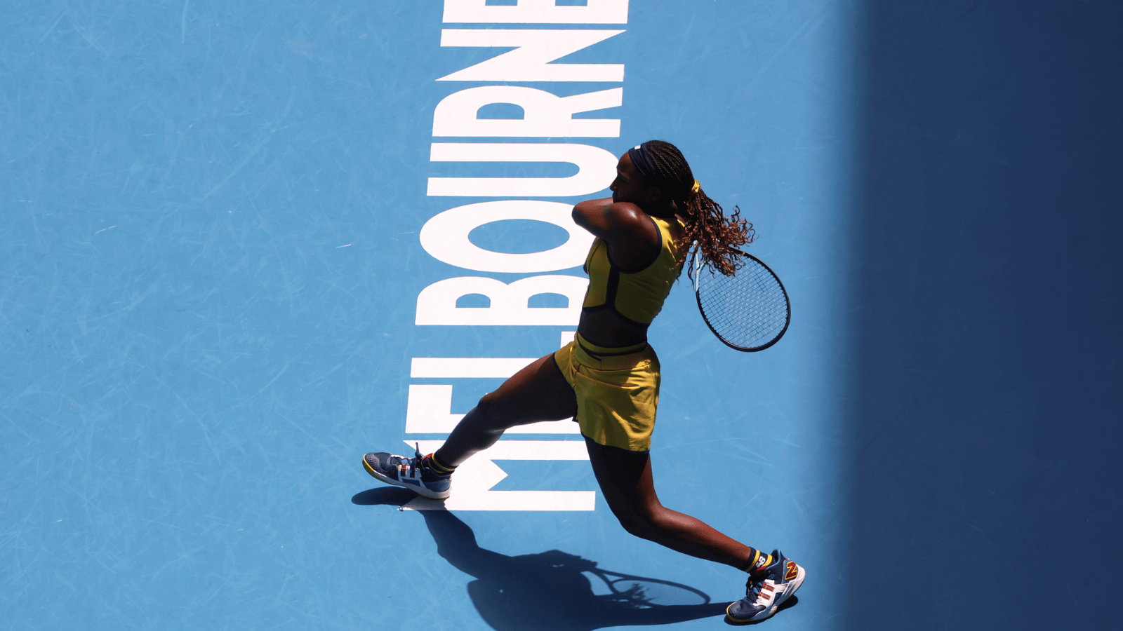 Coco Gauff hits a backhand in Melbourne.