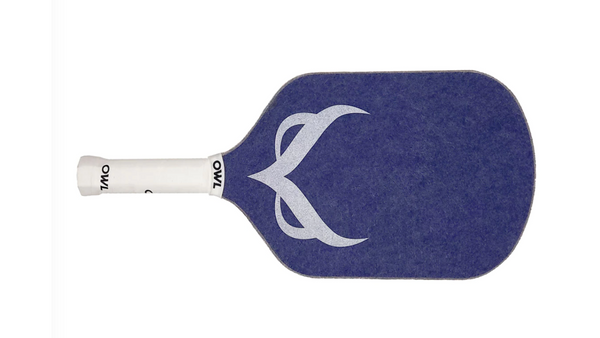 An OWL pickleball paddle in blue.