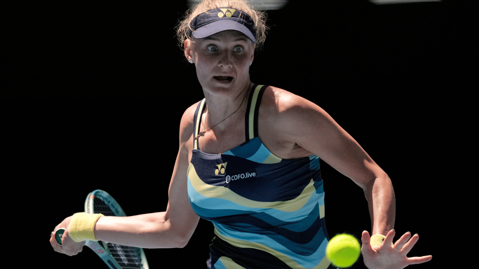 Daria Yastremska hits a forehand at the Australian Open.