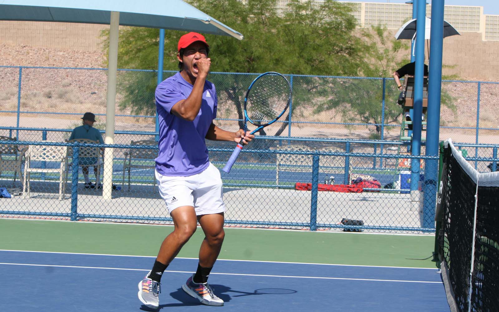 Nicholas Heng celebrates a point at the Las Vegas UTR Pro Tennis Tour event.