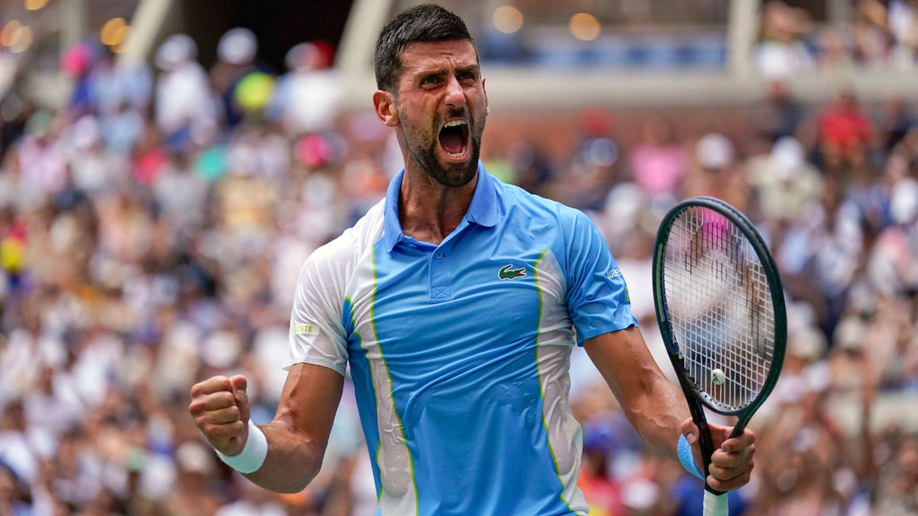 Novak Djokovic celebrates a big point at 2023 US Open while improving his UTR Rating