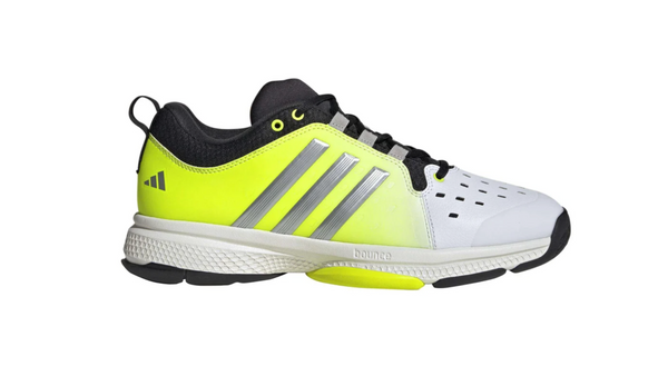 Yellow, white, and black pickleball shoes.