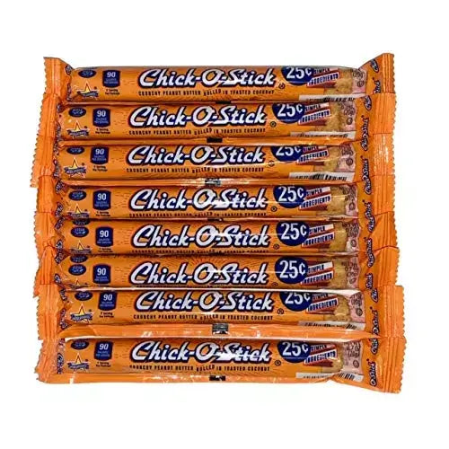 Chick-O-Stick Candy Bars | Crunchy Peanut Butter Rolled In Toasted Coconut | .7oz Bars | Pack of 6 Bars