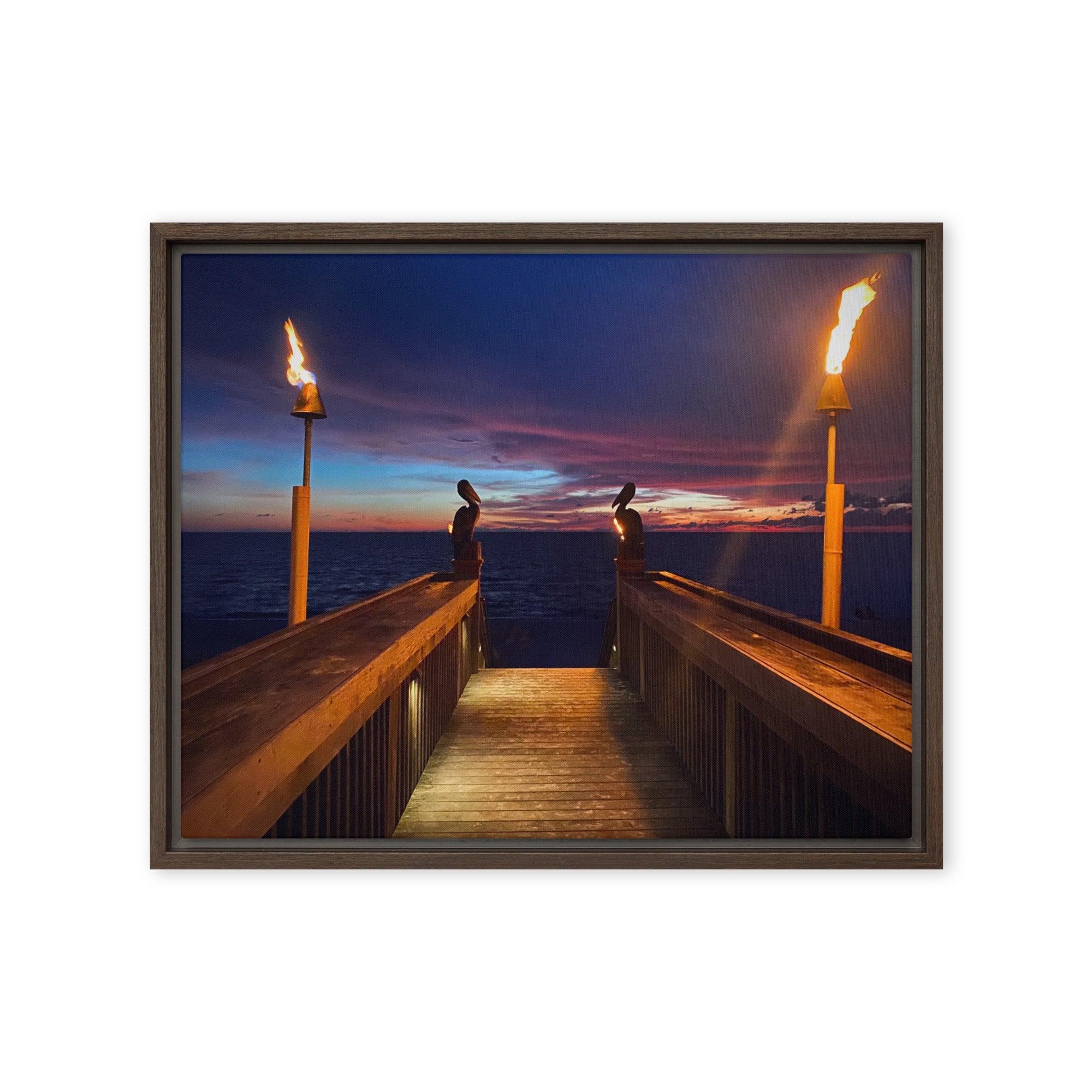 Pelicans at Gumbo (Horizontal Framed Canvas)