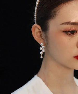 Vintage White Alloy Pearl Stud Earrings - Linadiva