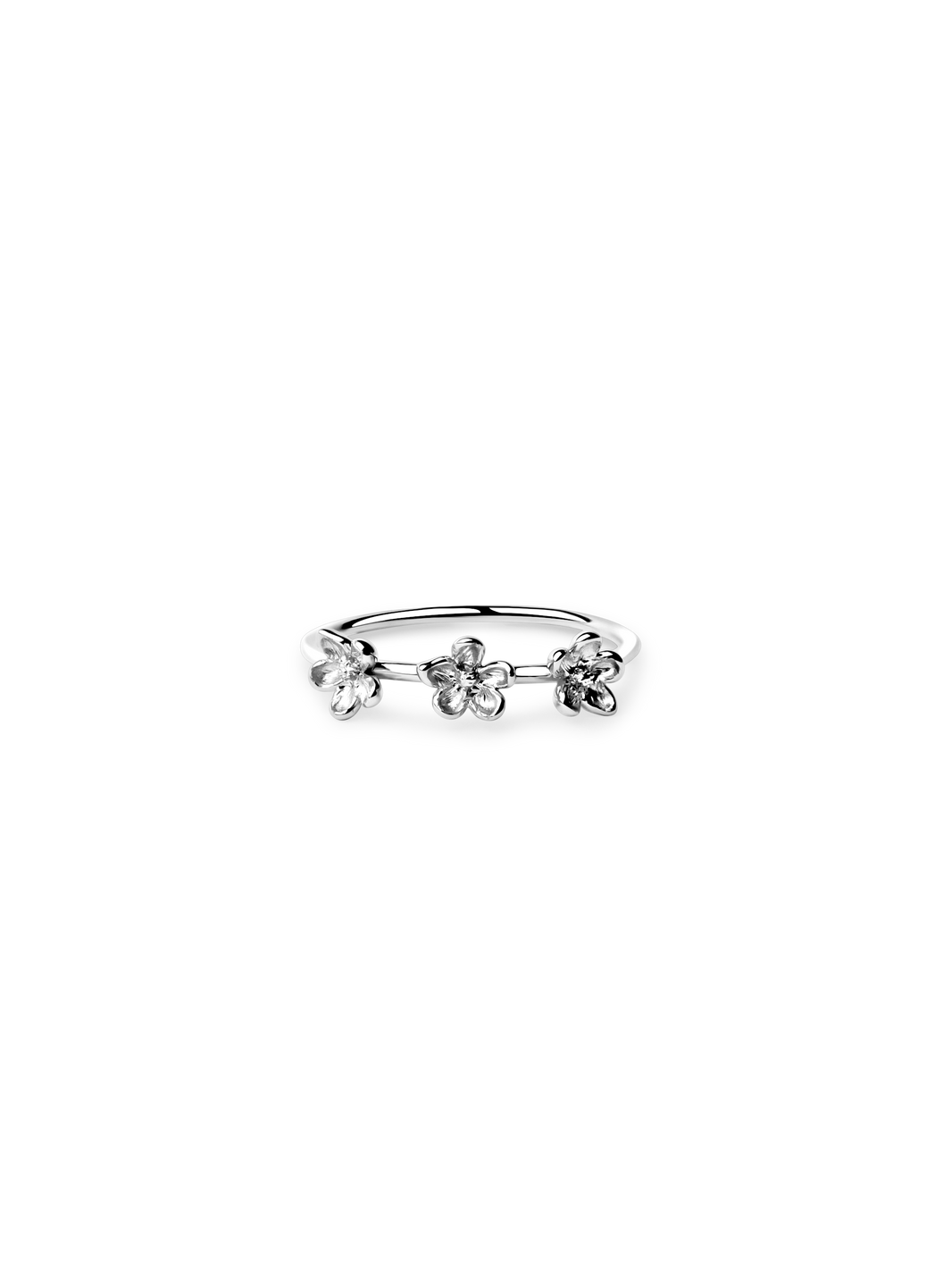 triple flower ring 925 silver plated steel
