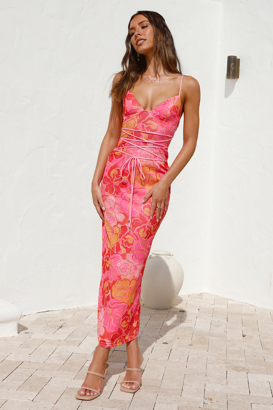 Sangria Summer Maxi Dress Pink