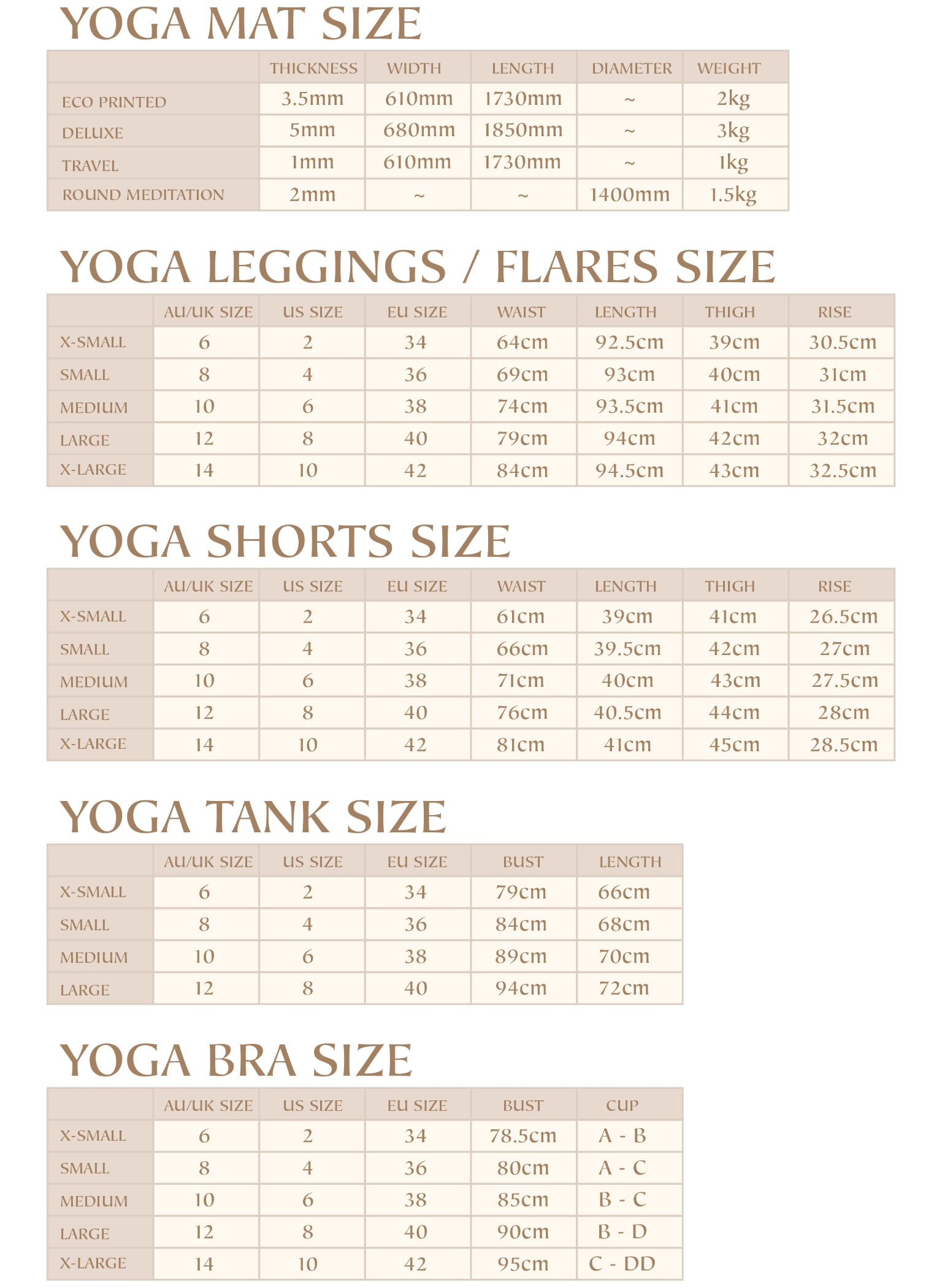 Yogi Peace Club Size Guide