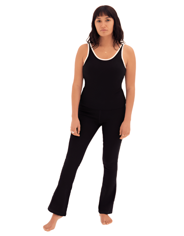 Carob Brown Ribbed Cotton Yoga Flares