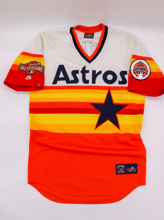 to Die for Collectibles Game Worn 1983 #42 Bert Roberge Houston Astros Road “Rainbow” Jersey, Medalist Sand Knit Size 46