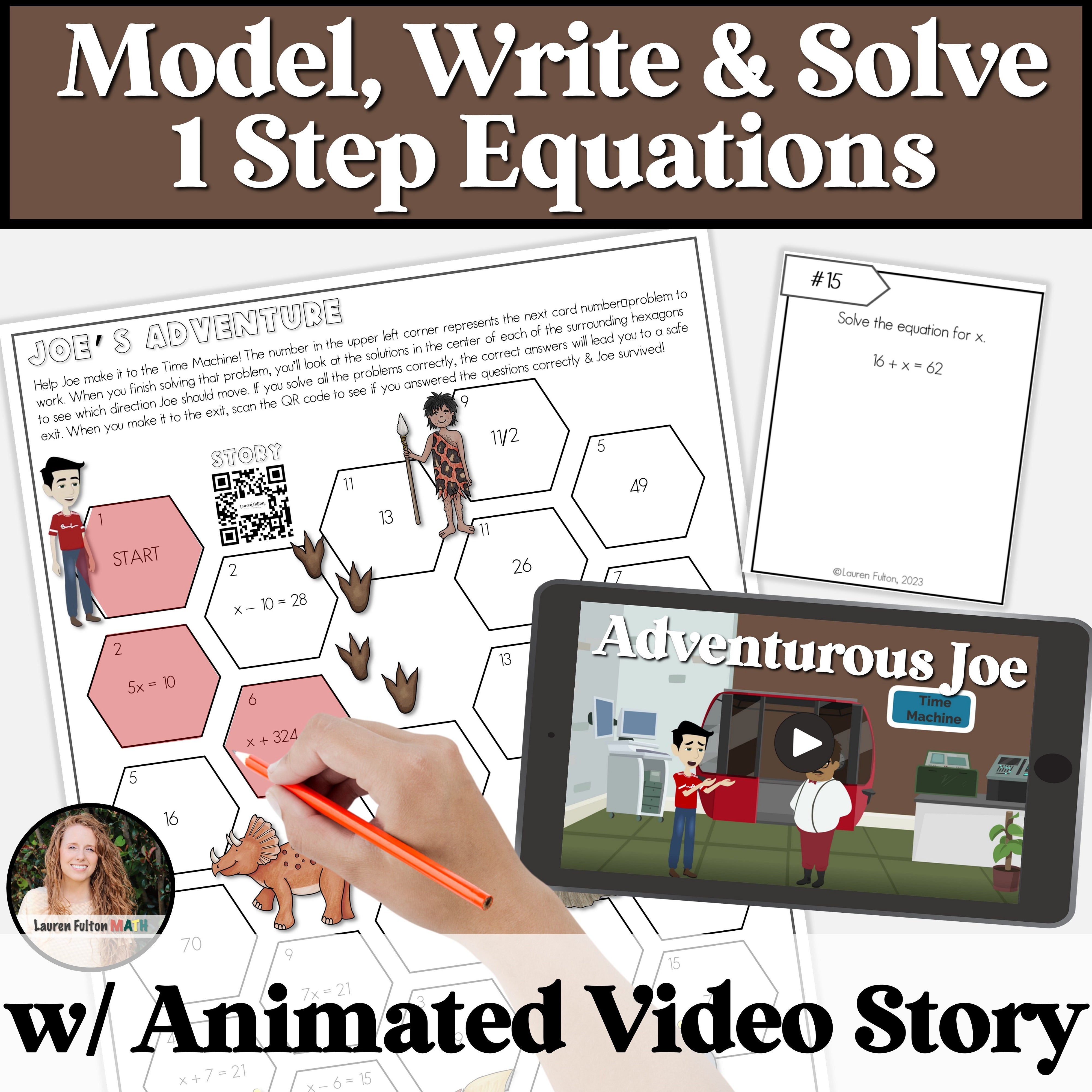 Model Write and Solve One Step Equations Maze Activity for 6th Grade
