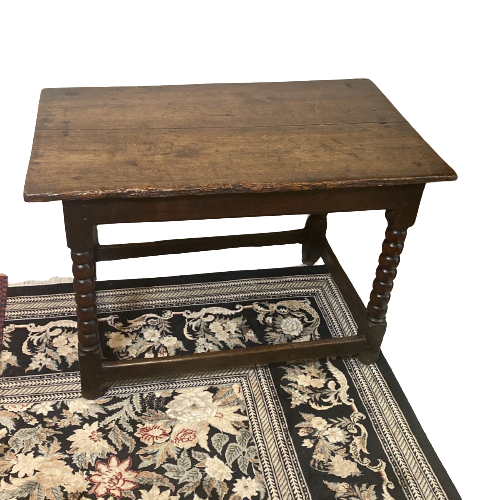 Antique 18th Or Early 19th English Oak Tavern Table, With Bobbin Style Legs