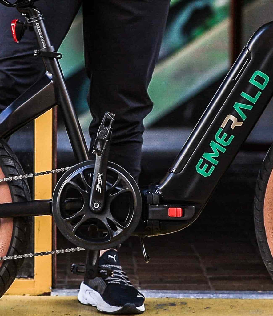 View of pedals and frame of Emerald Ebike