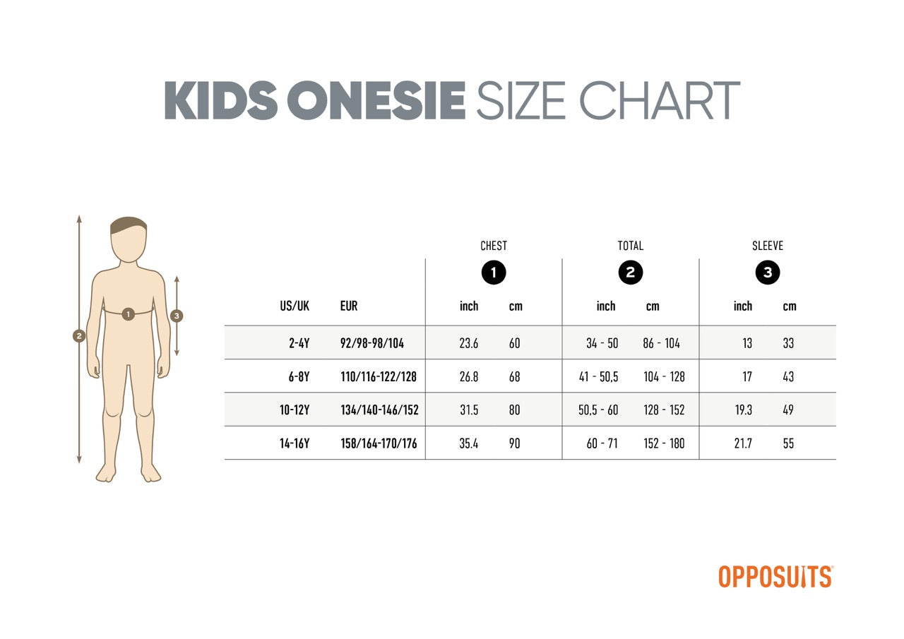 OppoSuits Size chart Kids Onesies