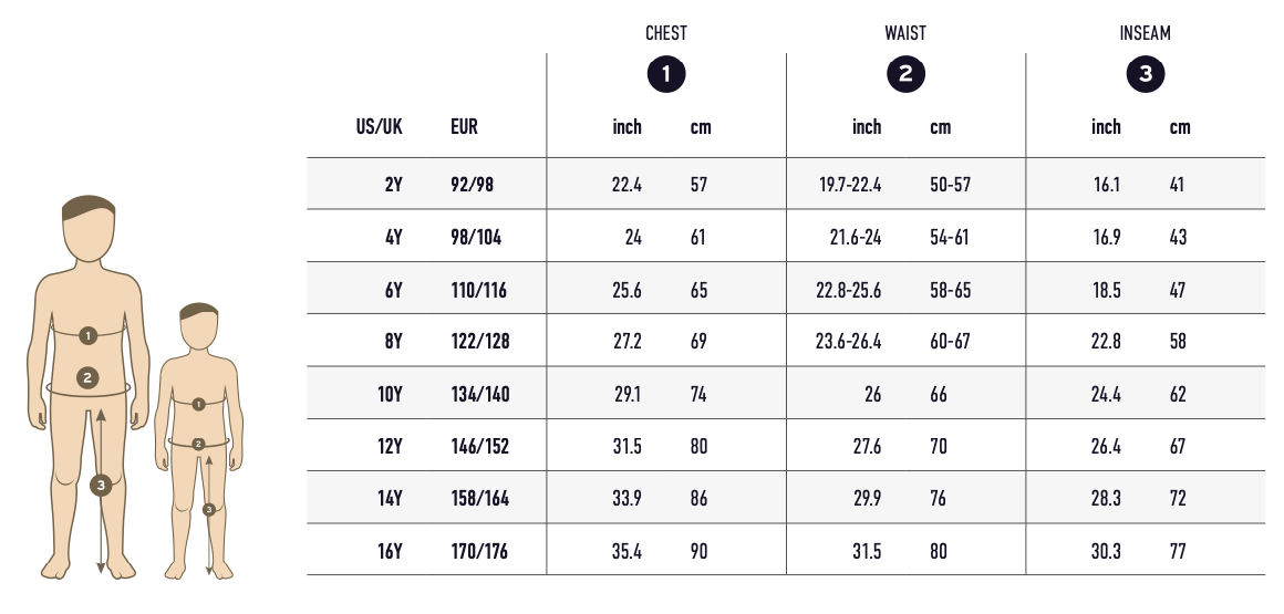 Size Chart Boys and Teen Boys Daily