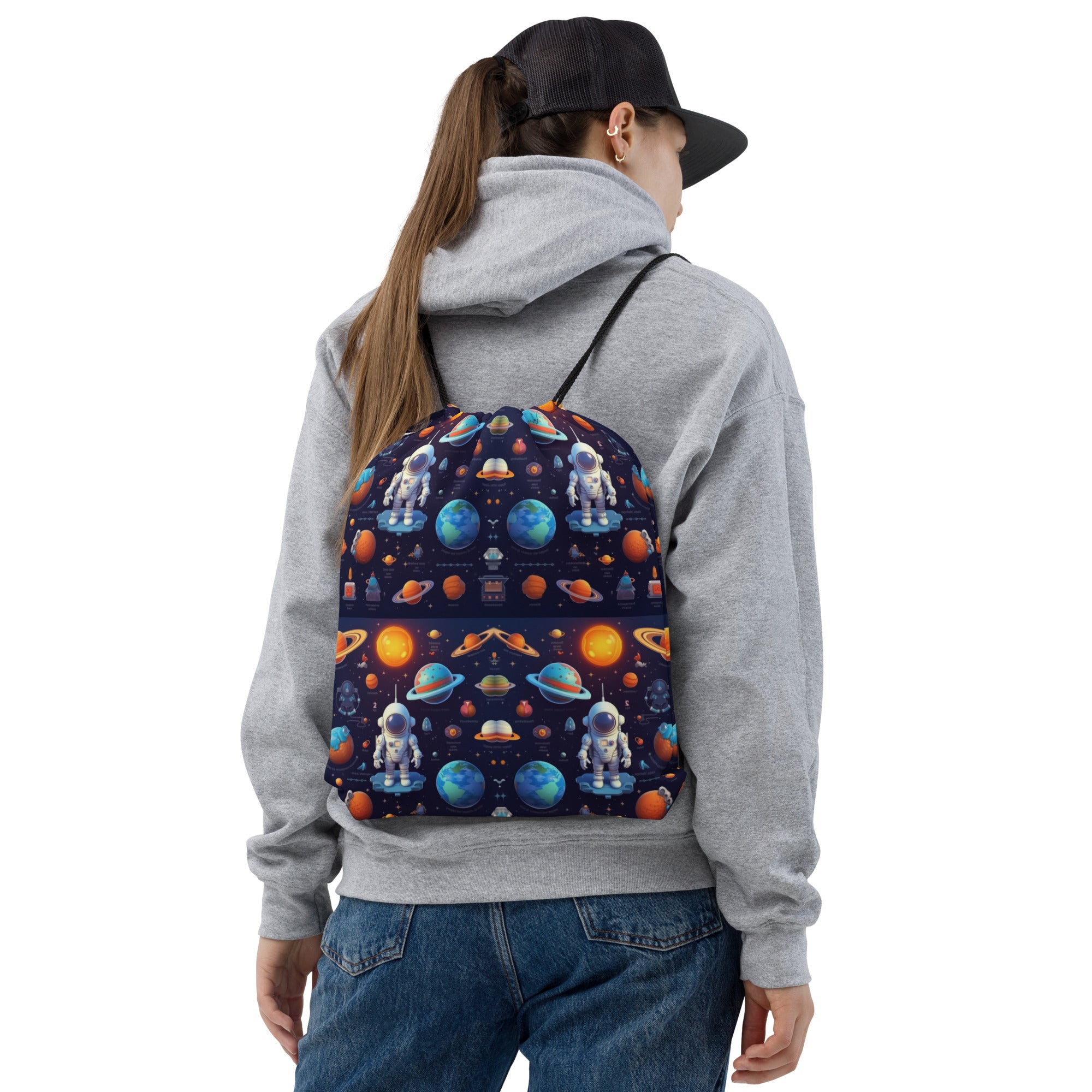3D Optimized Shana Liu Design: "Universal Series" Spacemen and Planets Drawstring Bag