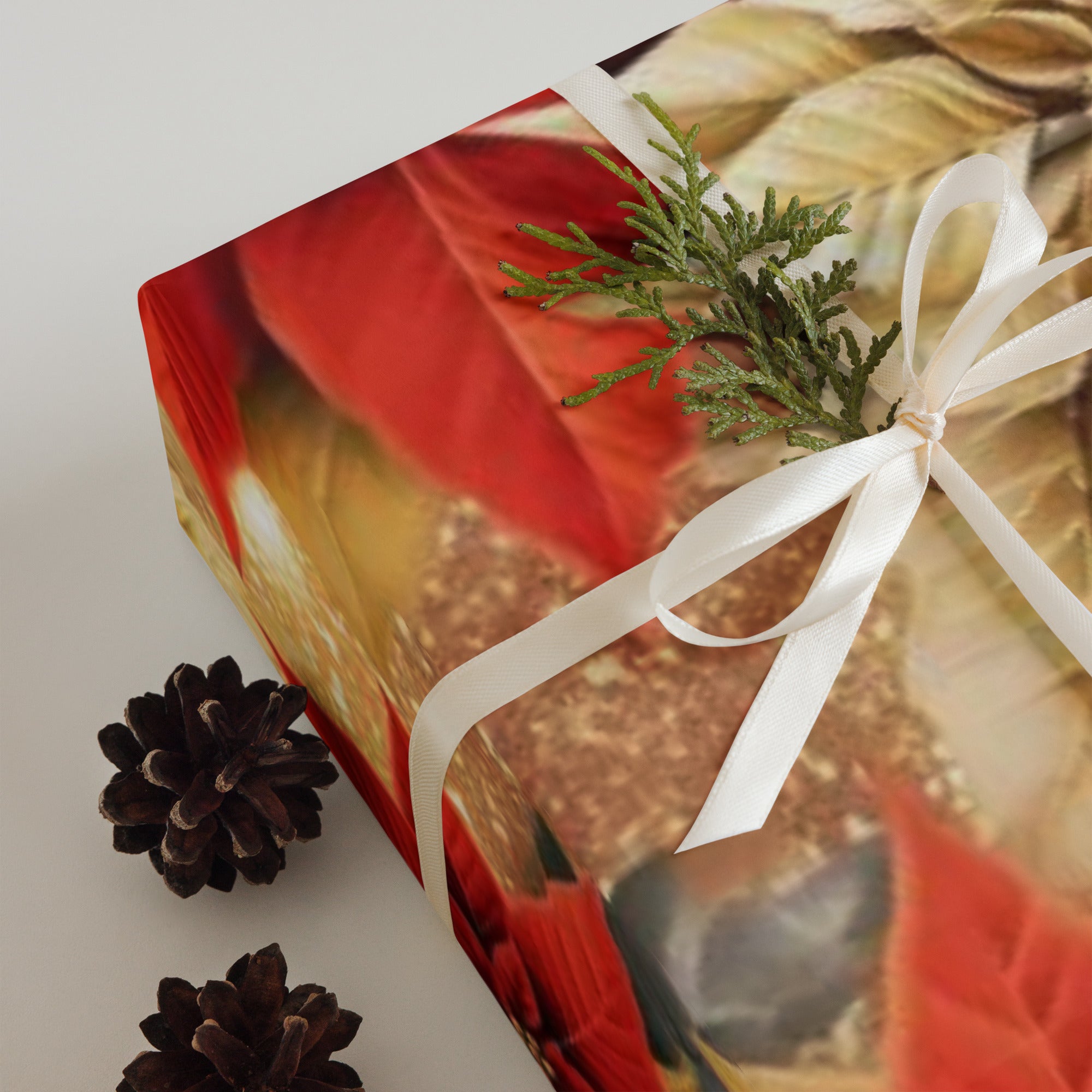 Rich Pivot Christmas Gold Flowers 3 2023 by Shana Liu - Premium Wrapping Paper Sheets