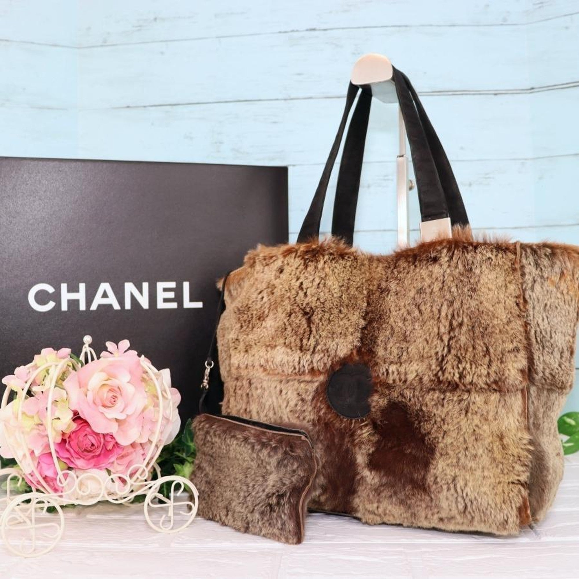 CHANEL シャネル ラパンファーバッグ ポーチ付き ハンドバッグ ほぼ未使用