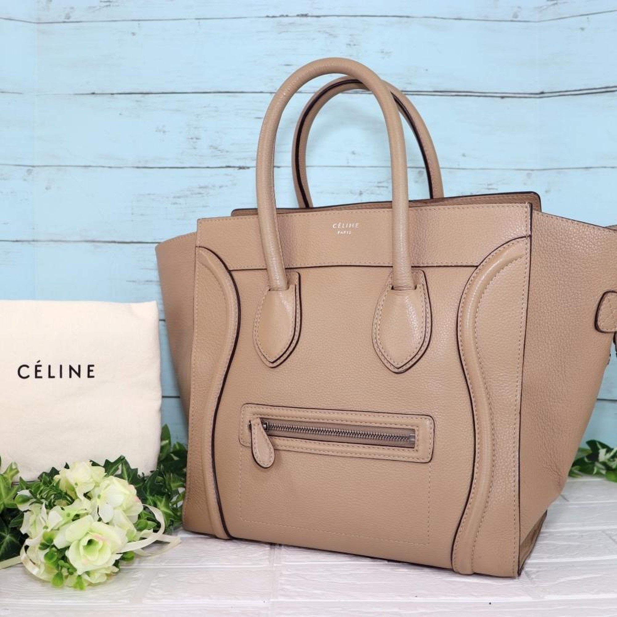 CELINE セリーヌ ラゲージ ミニショッパー ベージュ色 - www