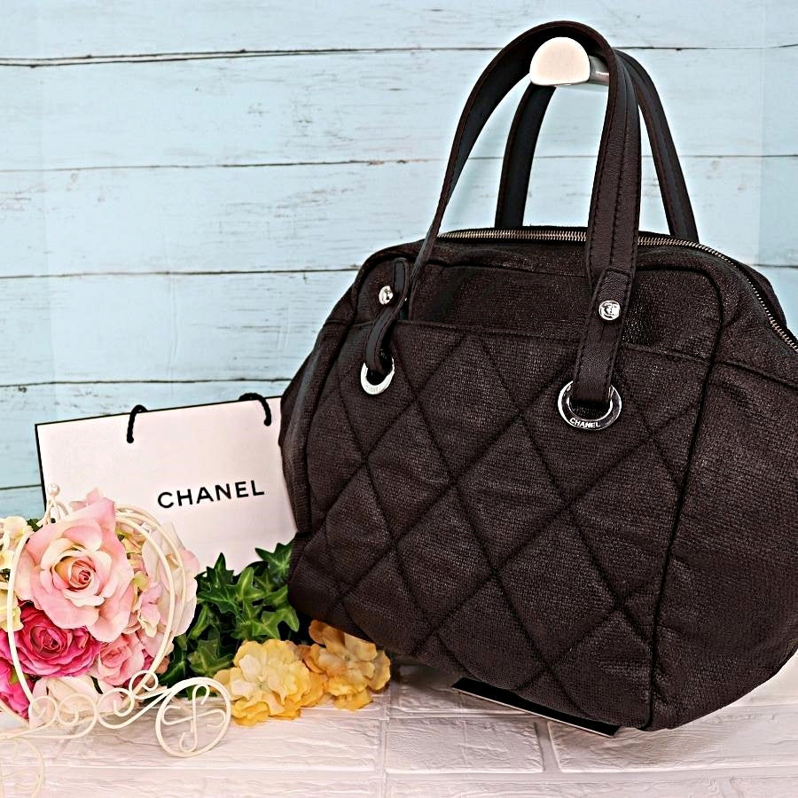 CHANEL ハンドバッグ パリビアリッツ 黒 コーティング シルバーチャーム