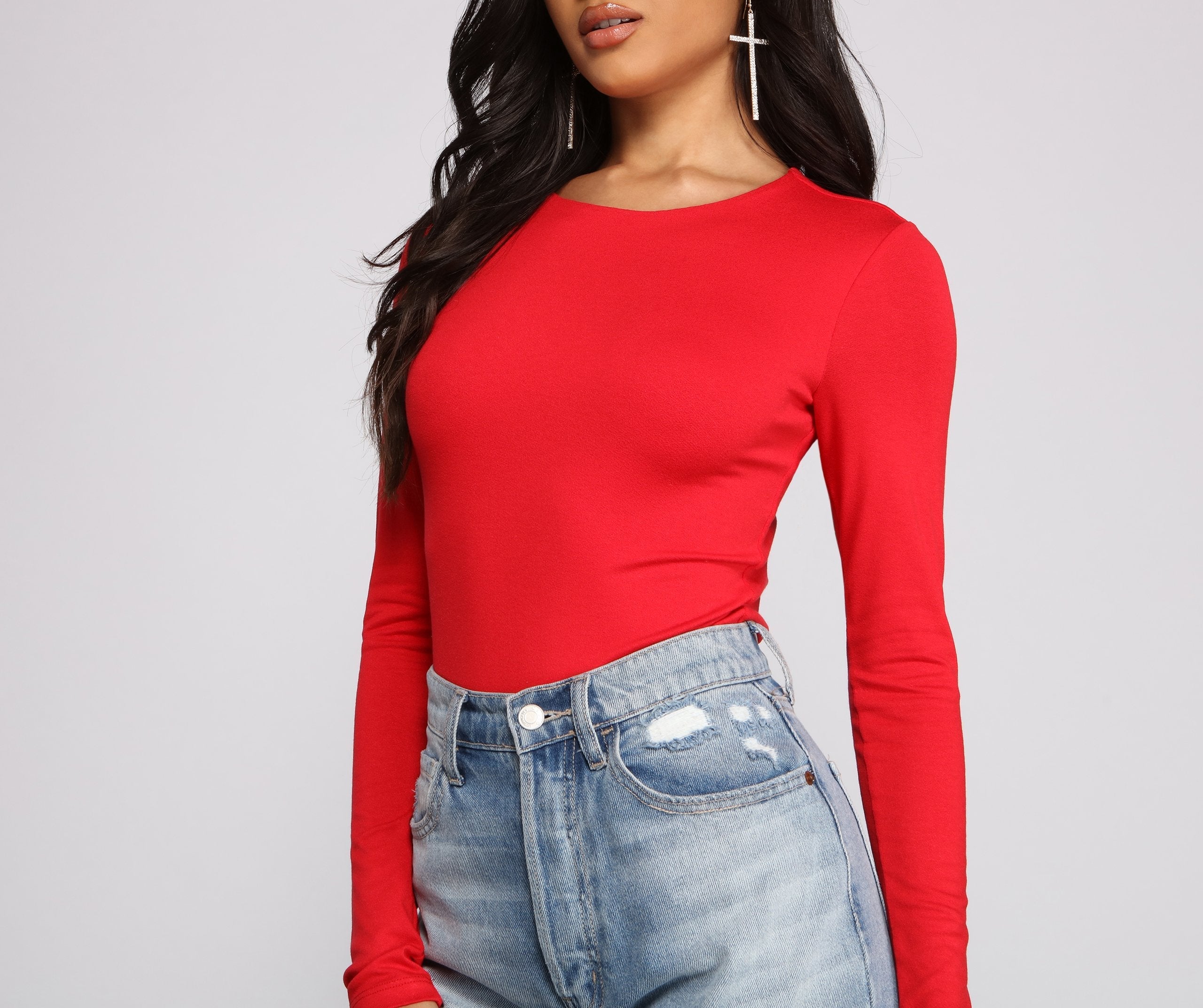 Long Sleeve Crew Neck Basic Bodysuit - Image 9