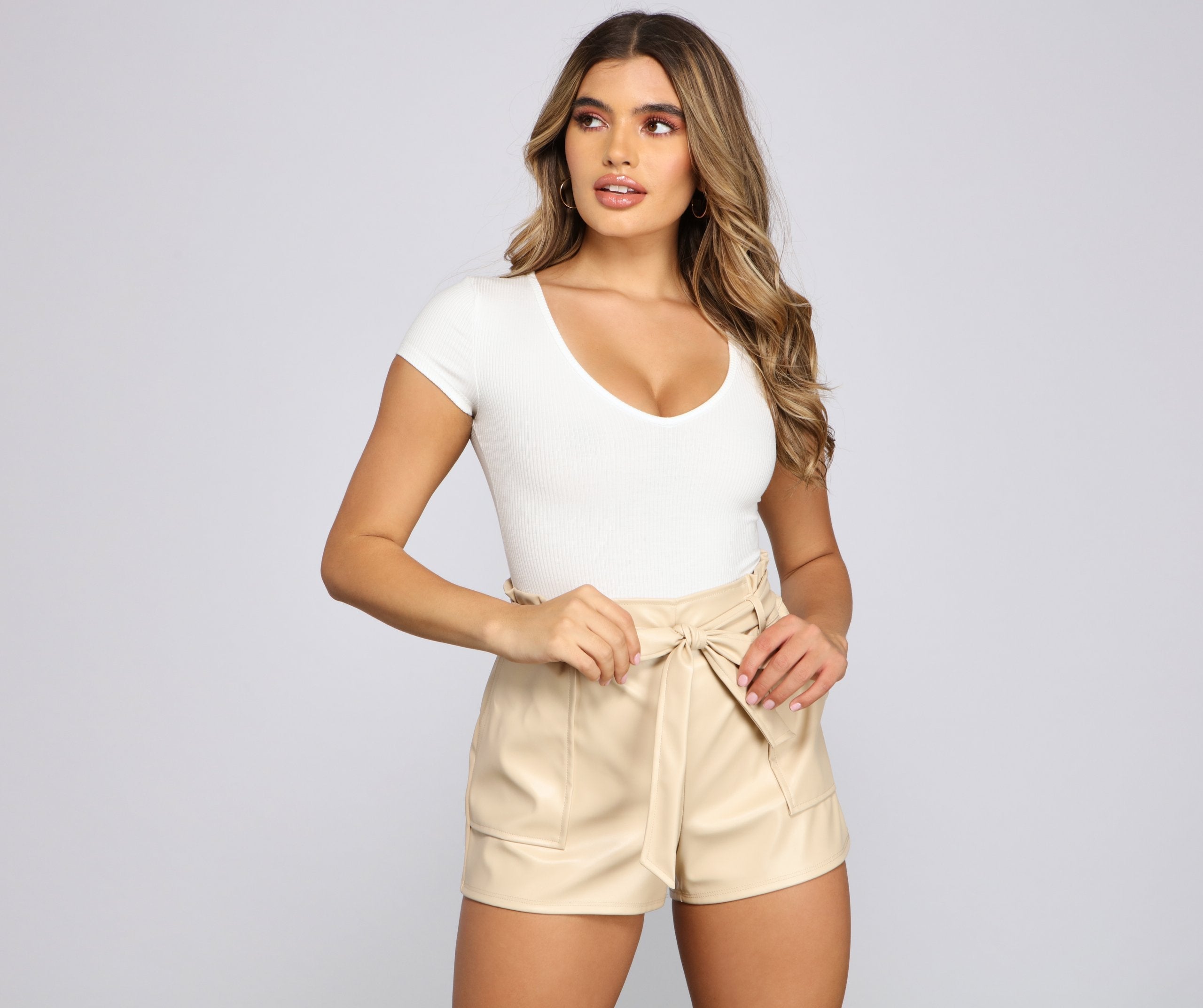 Basic Ribbed Knit Compression Bodysuit - Image 6