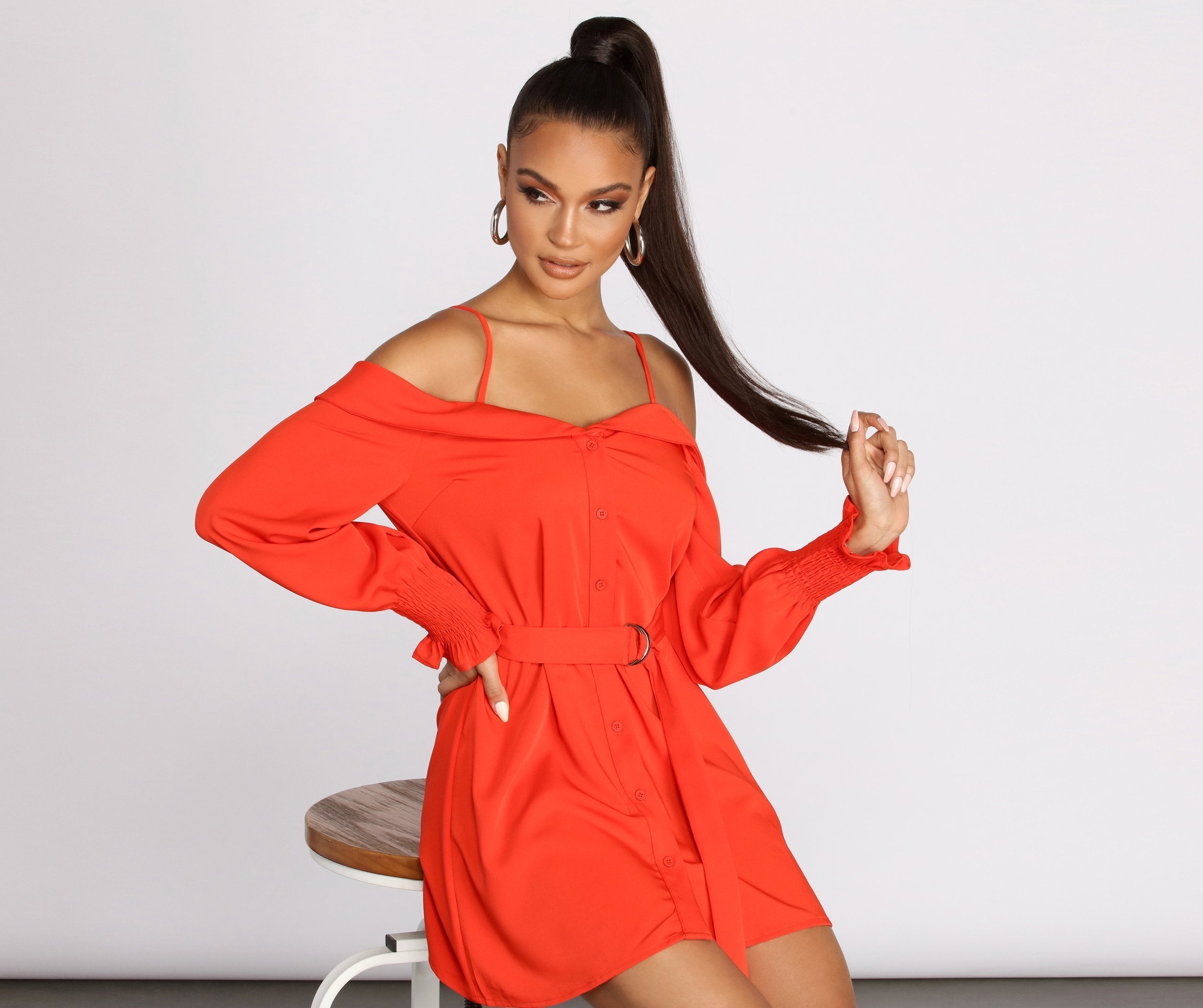 Light And Fresh Cold Shoulder Button Up Tunic - Image 9