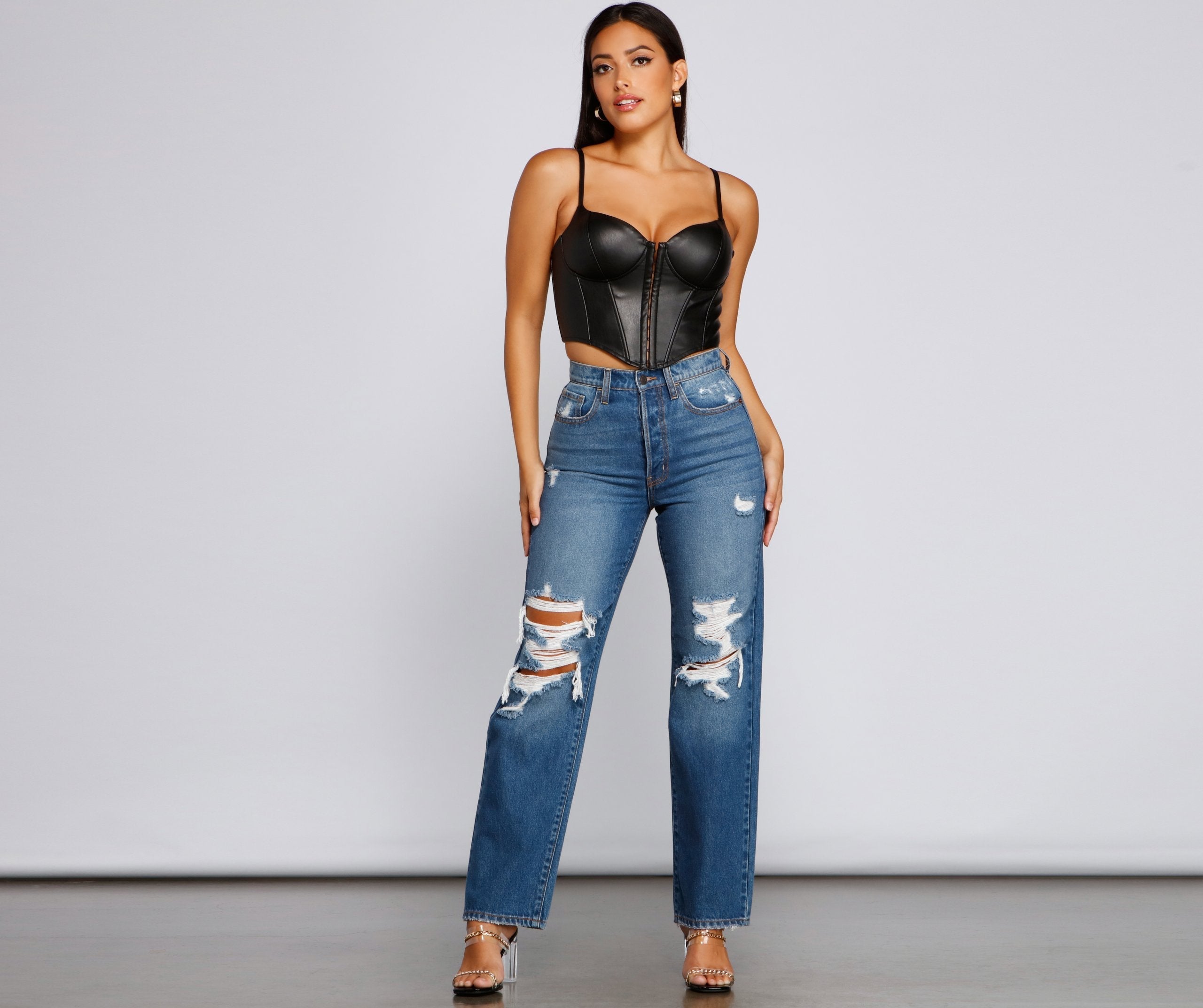 Bold Moment Faux Leather Corset Top