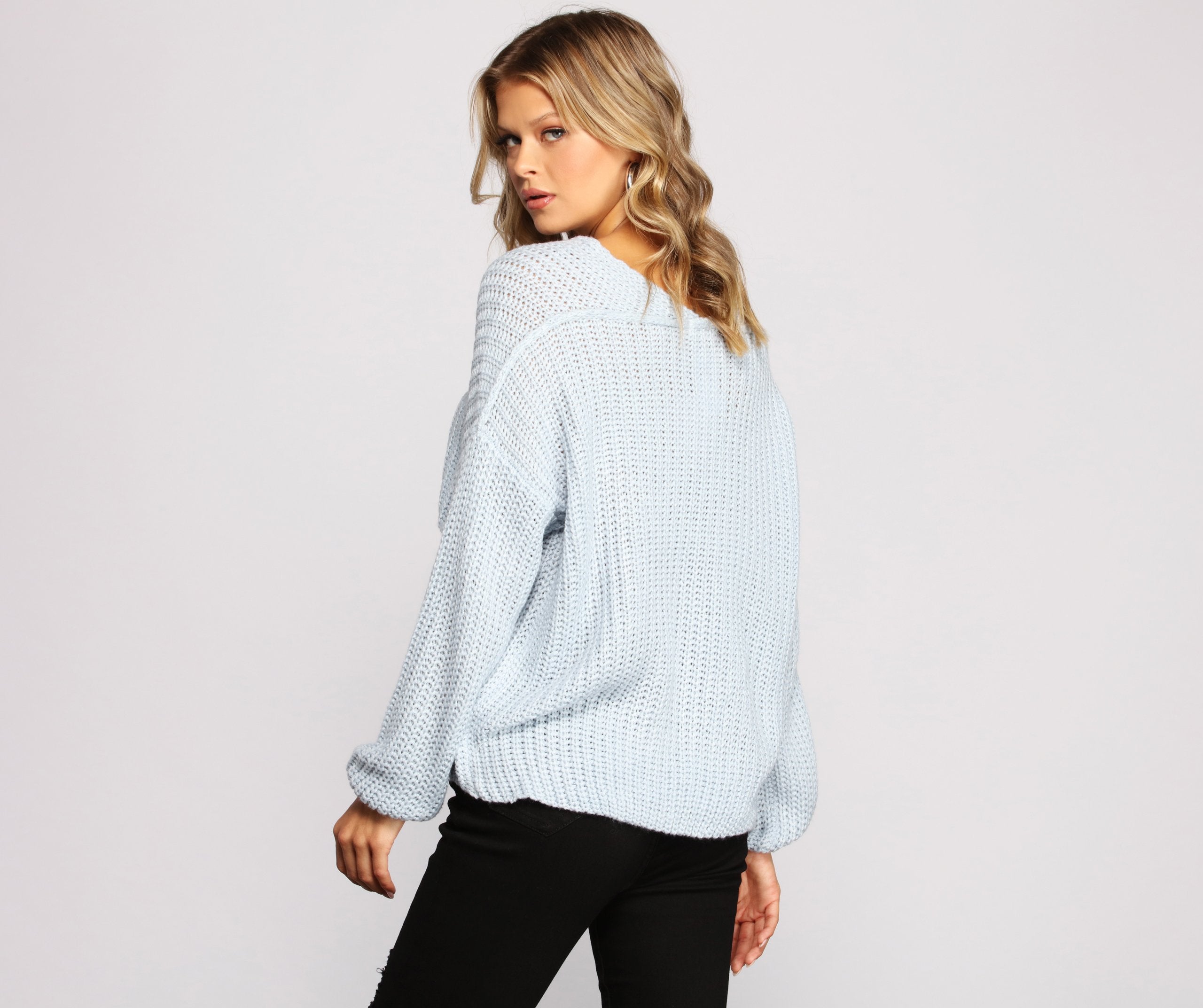 All The Cozy-Chic Vibes V Neck Sweater