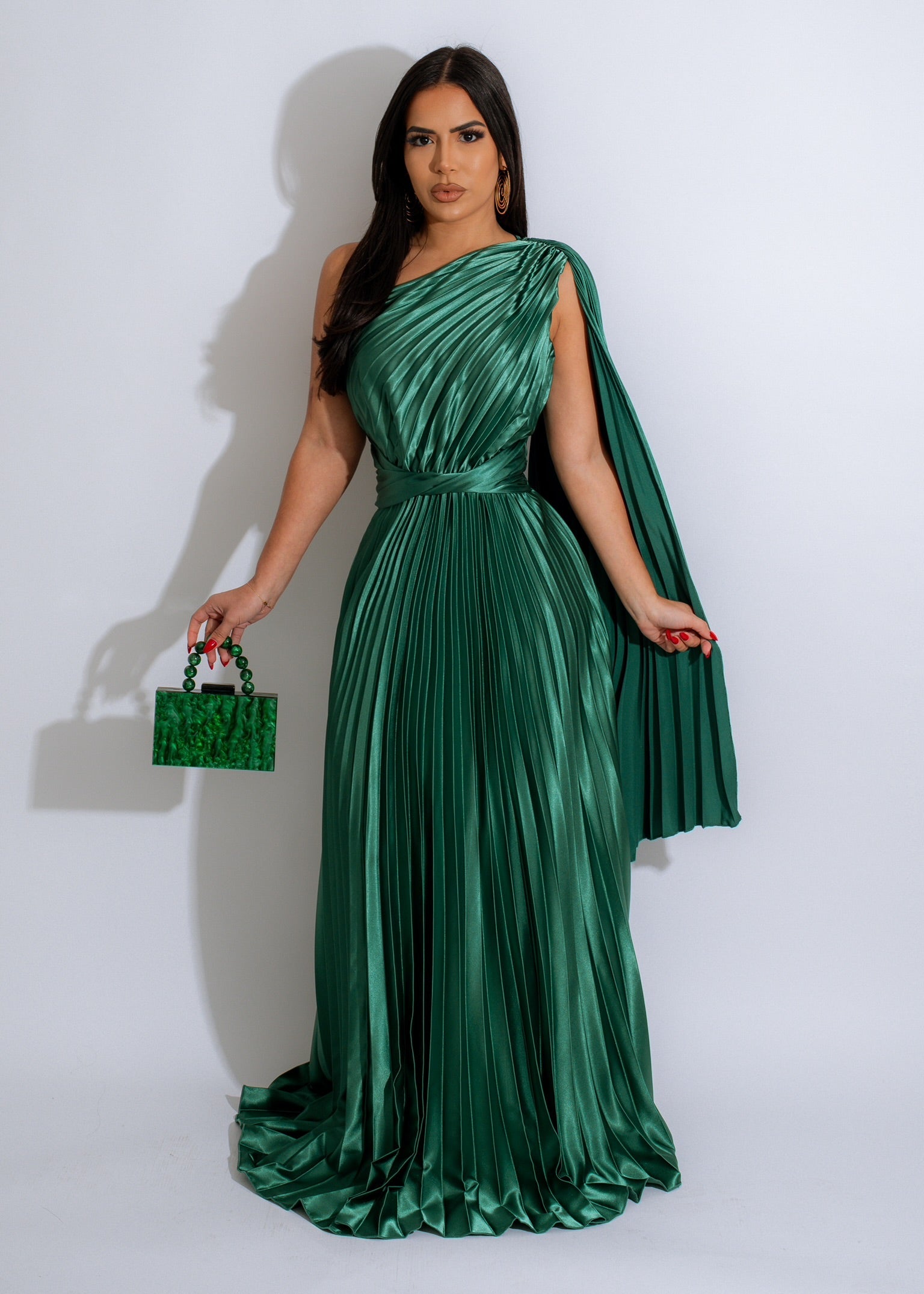 Divine Silk Maxi Dress Green