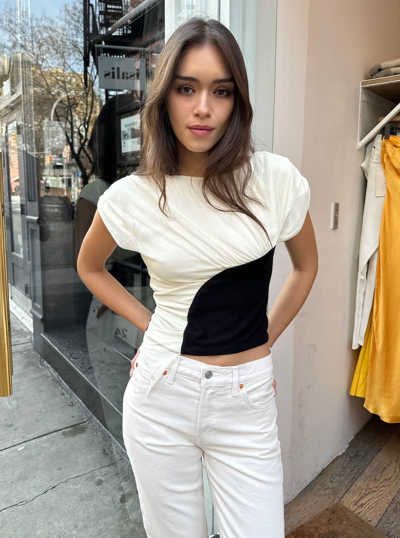 Gemini Draped Top in White