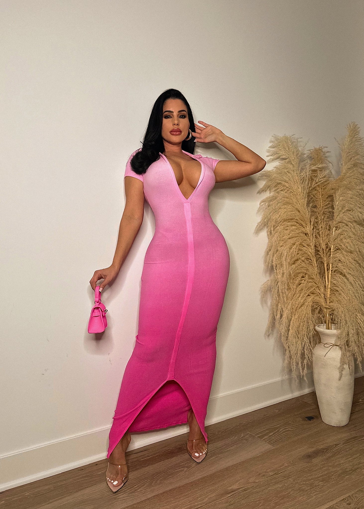 Back Again Ribbed Maxi Dress Pink