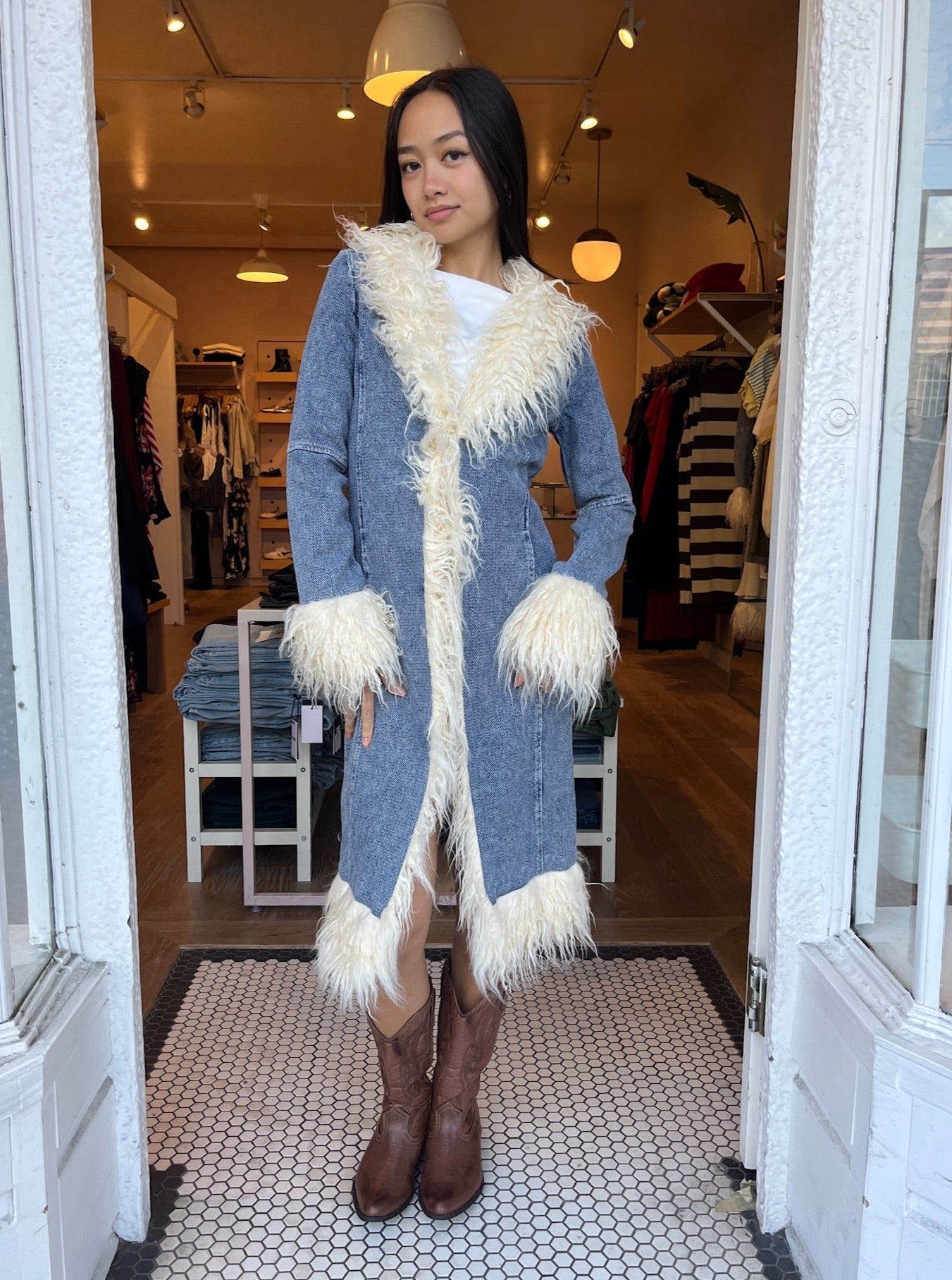 Groove Faux Fur Jacket in Indigo