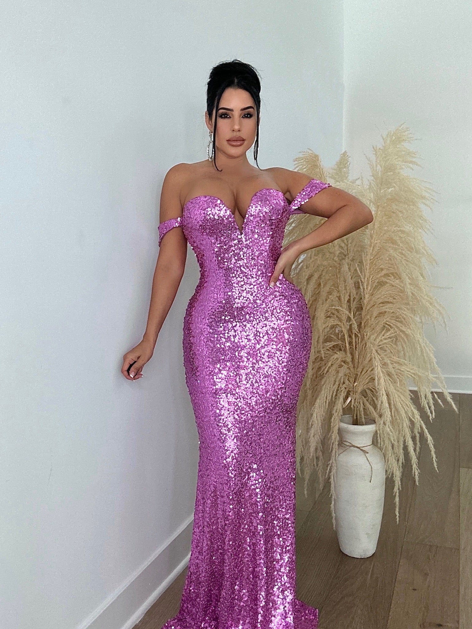 All My Beauty Sequin Maxi Dress Purple