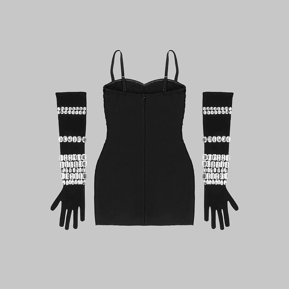 Look At Me Diamond Mini Dress With Gloves - Image 12