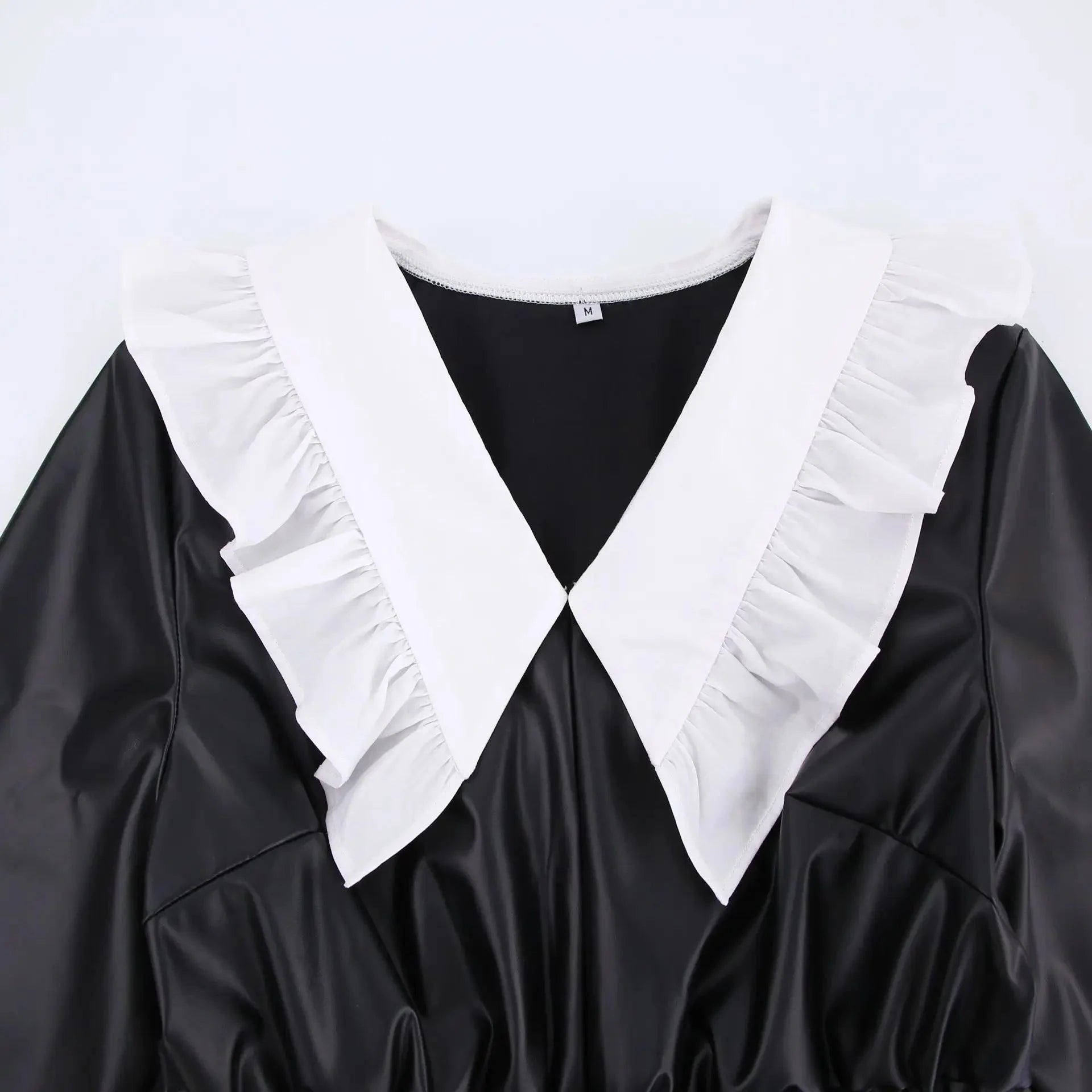 Seraphic Grace Long Sleeve Leather Mini Dress - Image 6