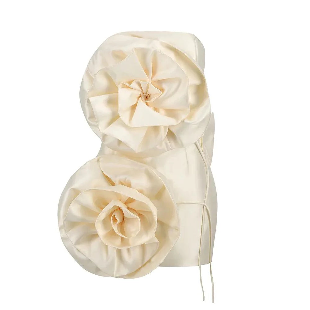 Serenity Silk Voluminous Flower Mini Dress - Image 10