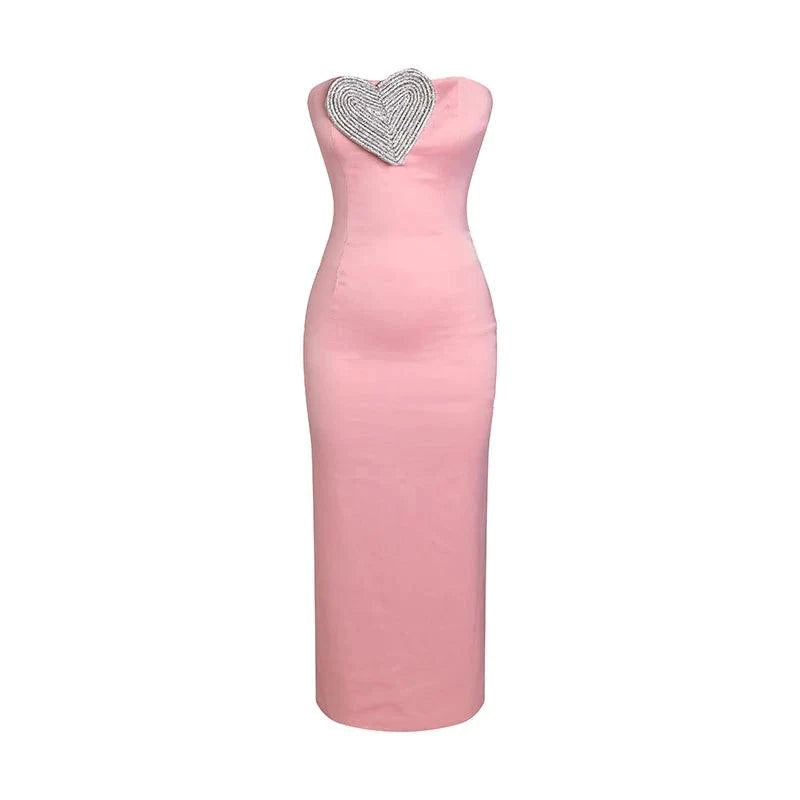For Lovers Only Crystal Heart Maxi Dress