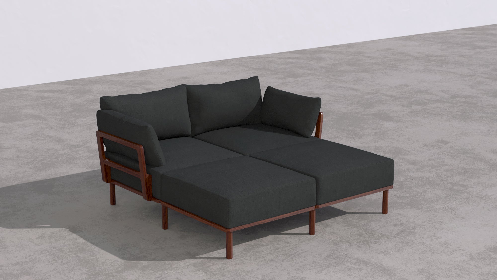 Basalt-Colored 2-Seater Outdoor Jack Daybed Sofa Sectional