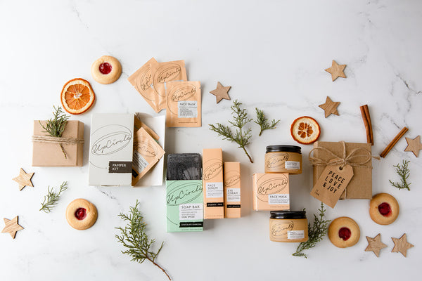 UpCircle natural plastic-free skincare with sustainable holiday packaging