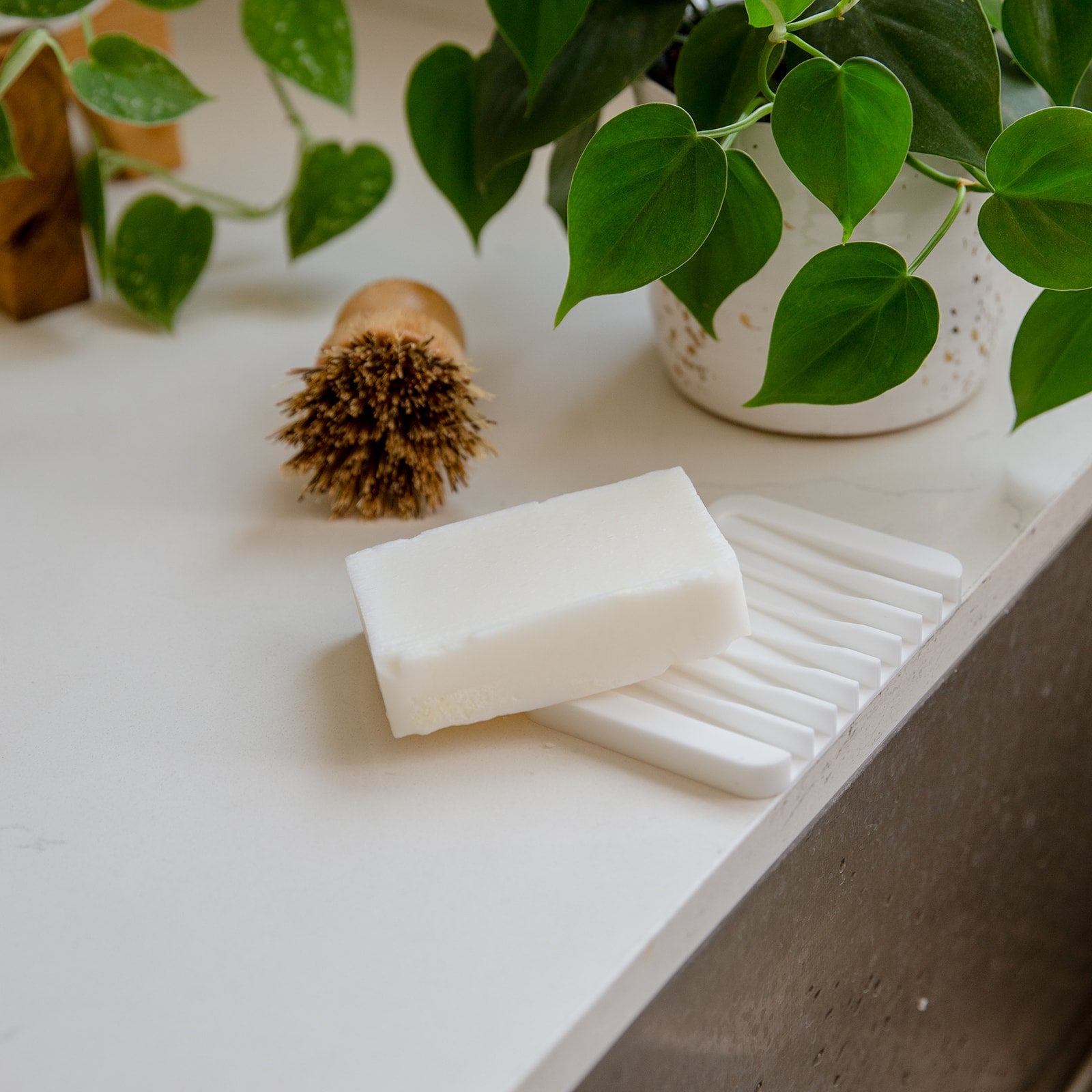 Rectangular Self-Draining Teak Wood Soap Dish from Guatemala