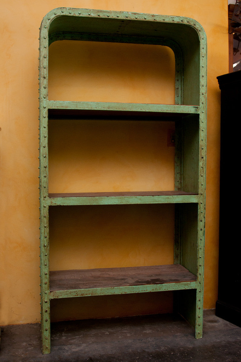 Green Industrial Steel And Teak Wood Bookshelf Shop Nectar